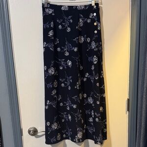 Floral Maxi Skirt with Button Detail
